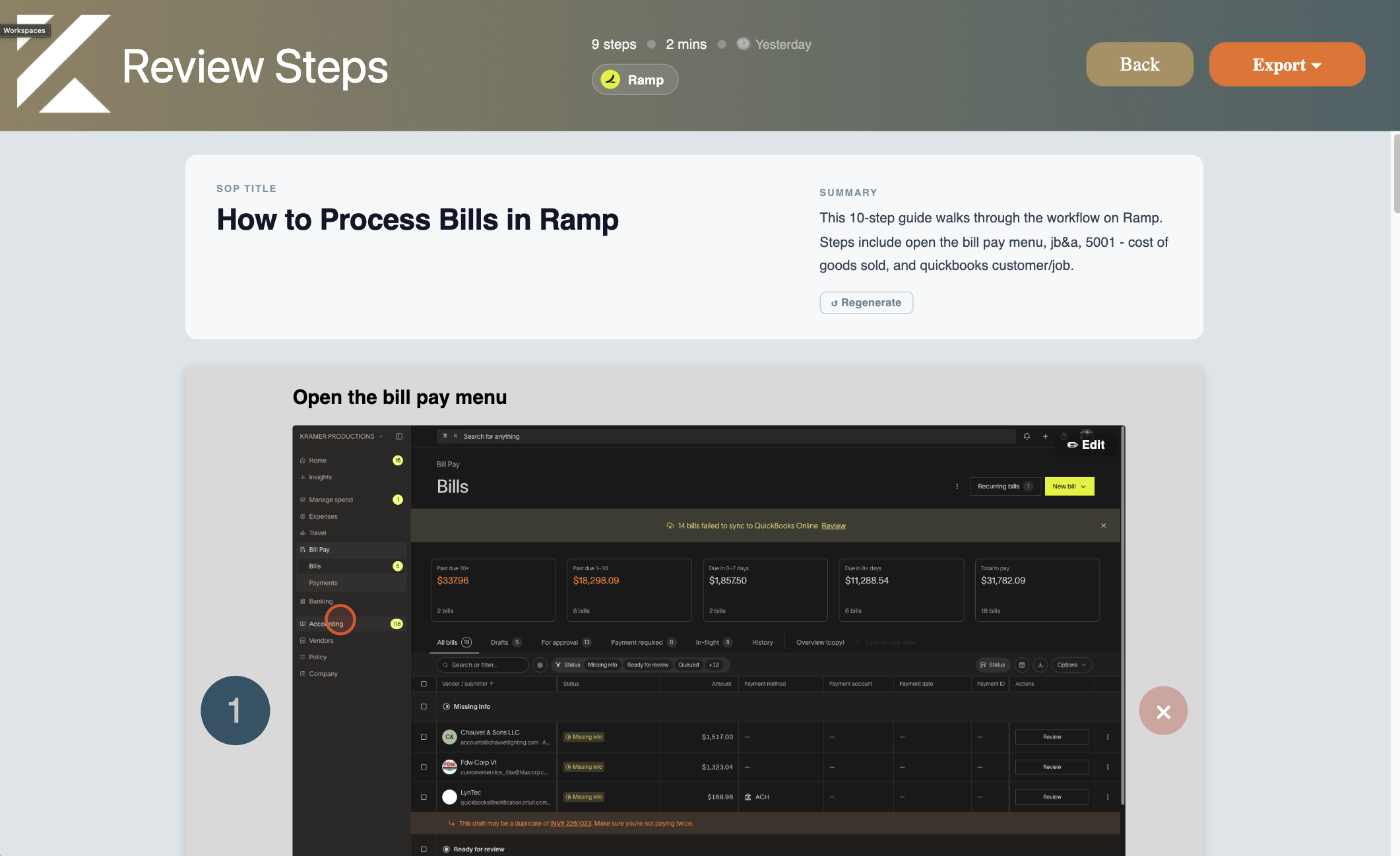 CODEX extension capturing an SOP