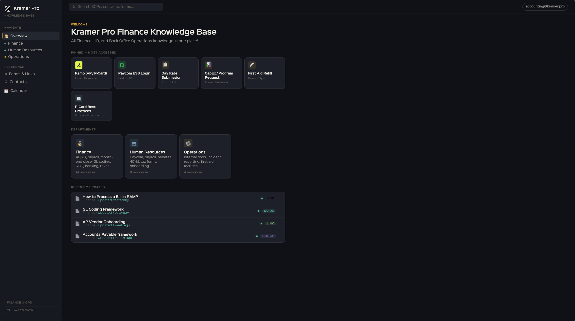 Finance knowledge base